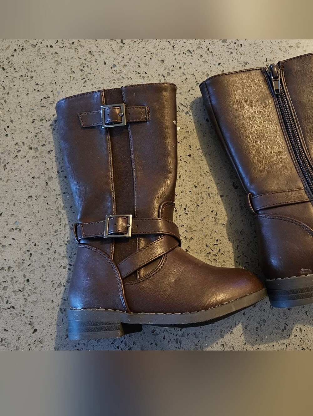 Toddler Brown Zip-Front Fashion Boots